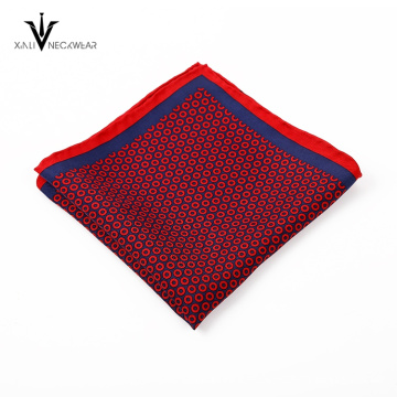 Cotton Knit Pocket Square Navy White Border Handkerchief Wholesale